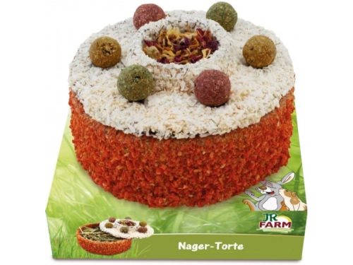 Lækre Nager-Torte fra JR FARM, en sund og velsmagende snack til gnavere og små kæledyr. Torten er dekoreret med farverige kugler og perfekt til at forkæle dit kæledyr. Ideel til at stimulere leg og forbrug.