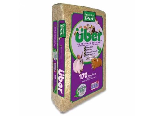 Blødt papirbedding til gnavere fra Premier Pet, model Über, 170 liter. Ideel til kaniner og marsvin, skridsikker og lugtfri. Perfekt valg til dyrevelfærd og komfort.