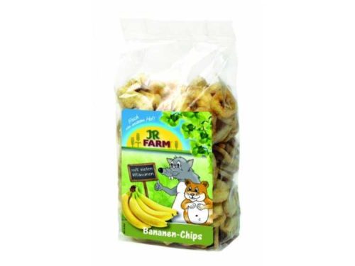 Bananenchips fra JR FARM, lækker snack til gnavere og små kæledyr, pakket i praktisk pose.