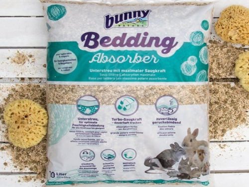 Bunny Bedding Absorber, 10 liter, er en effektiv bundbund til gnavere og mindre kæledyr, der sikrer optimal fugtighedsbindende evne og reducerer lugtgener.