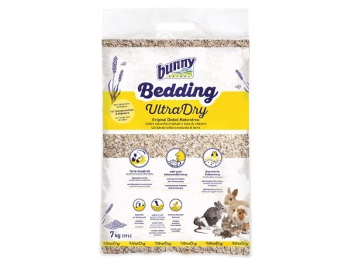 Bunny Bedding UltraDry til gnavere, 7 kg pakke. Naturligt strø baseret på dinkel, ideelt til komfort og hygiejne for mindre kæledyr.
