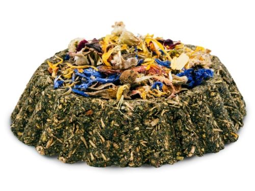 Naturlig gnaverfoder med tørrede blomster og urter, ideelt til hamstere og andre små kæledyr. Perfekt som en sund snack eller til at berige deres kost.