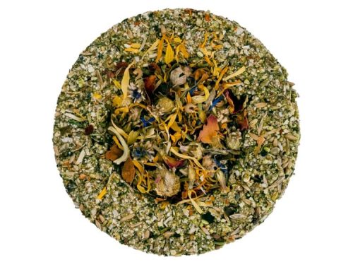 Blanding af tørrede urter og blomster til gnavere, ideel som sund snacks eller tilskud. Velegnet til hamstere, marsvin og kaniner. Naturlige ingredienser fremmer velvære og trivsel.