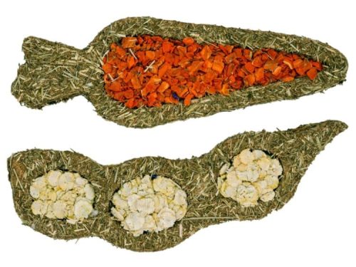 Høsnacks til gnavere i form af gulerod og majs, perfekt som sundt tilbehør til små kæledyr. Ideel til kaniner, marsvin og andre gnavere.