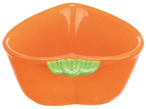 Orange skål til gnavere med grøn detalje, ideel til foder eller vand. Perfekt til mindre kæledyr som hamstere og mus.