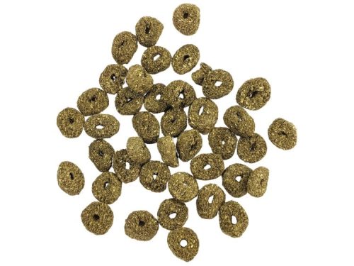 Gnaverfoder i form af små ringe, ideelt til hamstere og andre gnavere, der sikrer en sund og afbalanceret kost. Perfekt til daglig fodring og som en sjov snack.