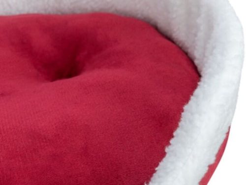 Blød og komfortabel seng til gnavere i rød med hvid kant, ideel til at skabe et hyggeligt hvilested for mindre kæledyr. Perfekt til hamstere, mus og andre små dyr.