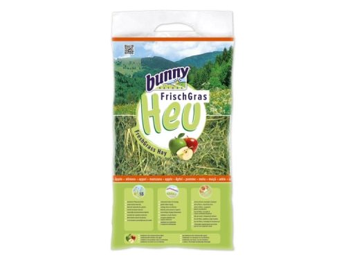 Bunny FrischGras Heu til gnavere, frisk græs hø med æble, ideelt til mindre kæledyr som kaniner og marsvin.