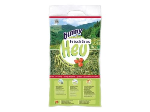 Bunny FrischGras hø til gnavere, pakket i en praktisk pose. Ideelt tilskud til kosten for kaniner og andre mindre kæledyr, rigt på fibre og naturlige næringsstoffer.
