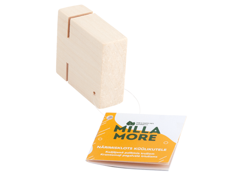Kvalitets trælegetøj til gnavere fra Milla More, ideelt til at stimulere og underholde mindre kæledyr.