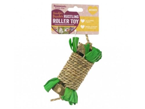 Rustling roller toy fra Rosewood, designet til små kæledyr som gnavere. Stimulerer naturlige instinkter med et sjovt og interaktivt legetøj, der er perfekt til nibbling og leg.