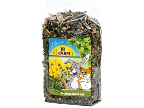JR FARM Topinamburkræut er en sund og lækker blanding af tørrede urter og planter, ideel til gnavere og mindre kæledyr. Denne naturlige snack stimulerer dyrenes nysgerrighed og giver dem essentielle næringsstoffer. Perfekt til daglig fodring og som belønning.