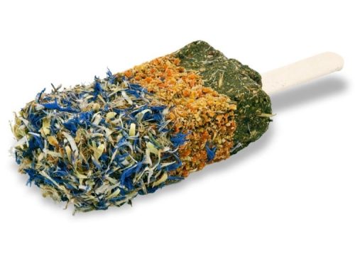 Naturvenlig snacks til gnavere i form af en is med forskellige urter og grøntsager, perfekt til at stimulere gnaveres naturlige instinkter og give dem en sund godbid.