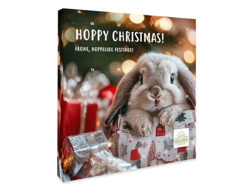 Julekalender til gnavere fra Heuland med sød kanin i gaveæske, perfekt til at forkæle dit kæledyr i juletiden.