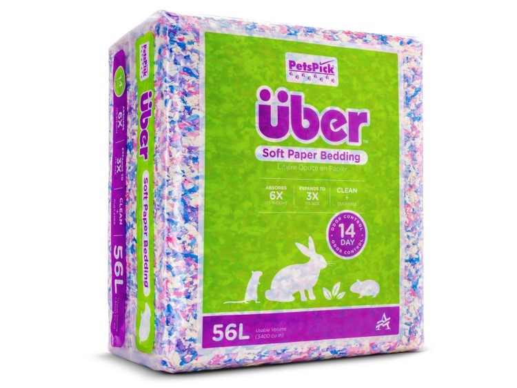 PetsPick über blødt papirunderlag til gnavere, 56L, absorberer 6 gange sin vægt og udvider sig 3 gange. Ideelt til komfort og renlighed i bur.