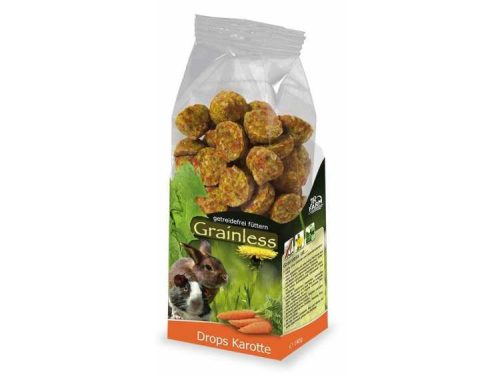Grainless Drops Karotte til gnavere, lækre og kornfrie snacks i praktisk emballage, perfekt til kaniner og mindre kæledyr.