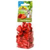 Tørrede jordbær fra JR Farm i genlukkelig emballage, perfekt som lækker snacks til gnavere og mindre kæledyr. Ideel til at tilføje variation i kosten.