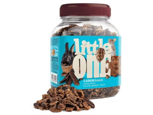 Little One Carob Snack til gnavere, sund og lækker godbid lavet af johannesbrød. Ideel til kaniner, hamster og andre små kæledyr. Funktionelt design med praktisk beholder og naturlige ingredienser.