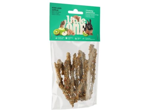 Naturlige grene med kiwi og æble fra Little One, perfekte til gnavere og små kæledyr. Bidrager til sund tyggeadfærd og underholdning. Pakken indeholder velsmagende og nærende snacks.