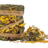 Naturlig hø med blomster til gnavere, ideelt som kosttilskud og aktivitetslegetøj. Perfekt til kaniner, marsvin og hamstere. Giv dine kæledyr en sund og sjov oplevelse med dette lækre hø.