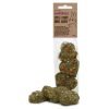 Rosewood Naturals Apple & Pansy Nibble Hearts, en sund snack til gnavere, bestående af hjerteformede godbidder med æble og stemmer fra penselblomster. Ideel til små kæledyr, pakket i 120g.