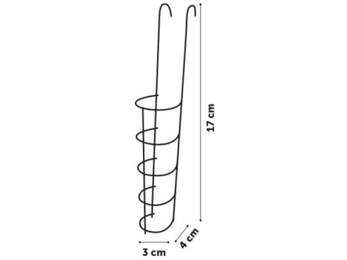 Praktisk metalholder til foderposer til gnavere, måler 17 cm i højden, 4 cm i bredden og 3 cm i dybden. Ideel til opbevaring af snacks og foder, der holder dit kæledyrs kost organiseret.