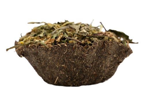 Naturlig urtemix til gnavere i en komposterbar skål, ideel til at berige kosten hos mindre kæledyr som hamstere og marsvin. Perfekt til sundhed og velvære.