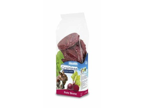 Grainless dental cookies til gnavere med rødbede, pakket i praktisk emballage. Ideel til tandpleje og sund snack for kaniner og mindre kæledyr.