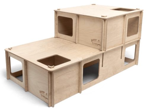 Træhus til gnavere fra Binky Bunny, perfekt til leg og skjulesteder for mindre kæledyr. Robuste og sikre materialer, designet til at stimulere nysgerrighed og aktivitet.