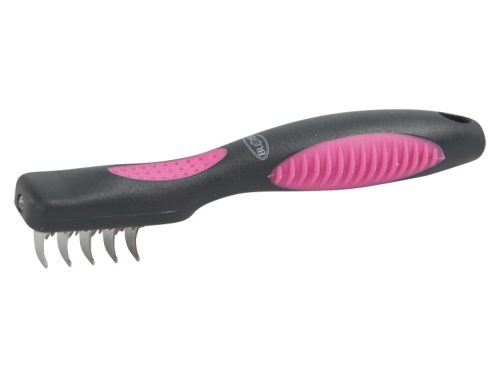 Børste til pelspleje af mindre kæledyr med ergonomisk greb og anti-glid overflade, ideel til at fjerne dead hair og knuder.