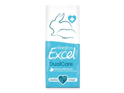 Burgess Excel DualCare foder til kaniner og marsvin, designet til kritisk pleje og ernæring. Kan opløses til sprøjtefodring eller gives som nuggets i skål.