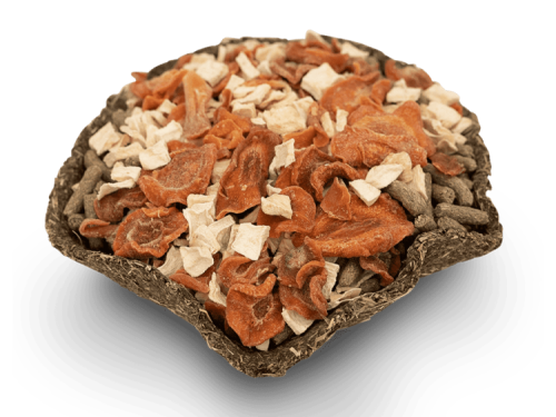 Tørrede grøntsagsmix til gnavere, ideel som sund snack og tilskud til foder. Består af gulerod, æble og andre naturlige ingredienser, perfekt til hamstere og marsvin.