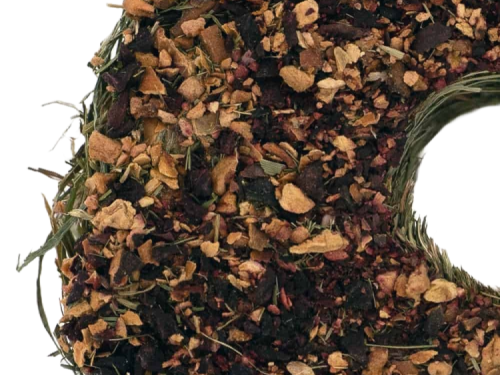 Naturlig snack til gnavere bestående af tørrede urter og frø, ideel til at stimulere nysgerrighed og aktivitet. Perfekt til hamstere og marsvin.