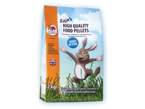 Kaja's high quality food pellets til kaniner, 2 kg, udviklet i samarbejde med dyrlæger og smådyrsspecialister. Optimal ernæring fra de grønne enge i Sydøst-Norge.