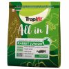 Tropifit Rabbit Junior All in 1 foder til unge kaniner, kornfri opskrift, der fremmer mikroflora, vækst, tandpleje og lugtkontrol. Ideel til sund kost og pleje af yngre gnavere.
