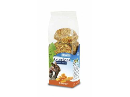 Grainless Dental Cookies med smag af gulerod, ideelle til gnavere og mindre kæledyr. Støtter tandpleje og sundhed. Forkæl dit kæledyr med sunde snacks uden korn.