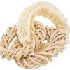 Naturvenlige aktivitetslegetøj til gnavere, bestående af flettede halmringe og en dekorativ loofah-strimmel. Ideel til at stimulere gnavere og mindre kæledyr.