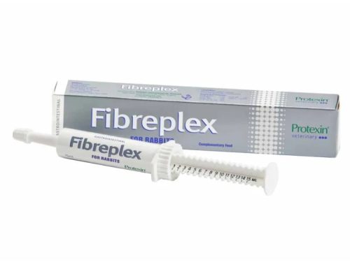 Fibreplex til kaniner fra Protexin, et komplementært foder til støtte for gastrointestinal sundhed. Indeholder en sprøjte til nem dosering.