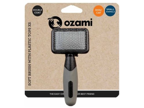 Ozami blød børste til små dyr og katte, designet til dobbelt pels. Ideel til pleje af gnavere og mindre kæledyr.