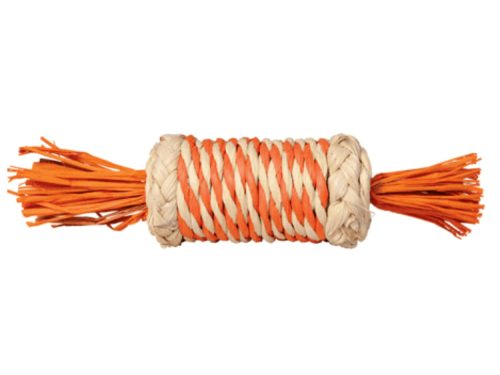 Naturlig legetøj til gnavere, flettet med farvede strå, perfekt til leg og tandpleje. Ideelt til hamstere, kaniner og andre små kæledyr.