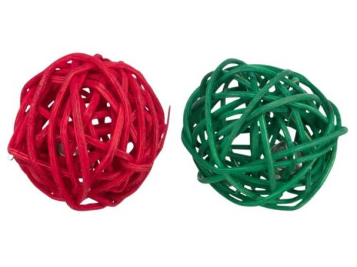 Farverige legetøjsbolde til gnavere i rød og grøn, ideelle til leg og aktivering af små kæledyr som hamstere og mus. Perfekte til at stimulere deres naturlige instinkter og holde dem underholdt.