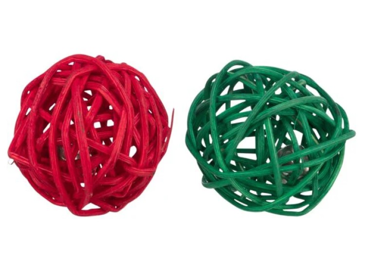 Farverige legetøjsbolde til gnavere i rød og grøn, ideelle til leg og aktivering af små kæledyr som hamstere og mus. Perfekte til at stimulere deres naturlige instinkter og holde dem underholdt.